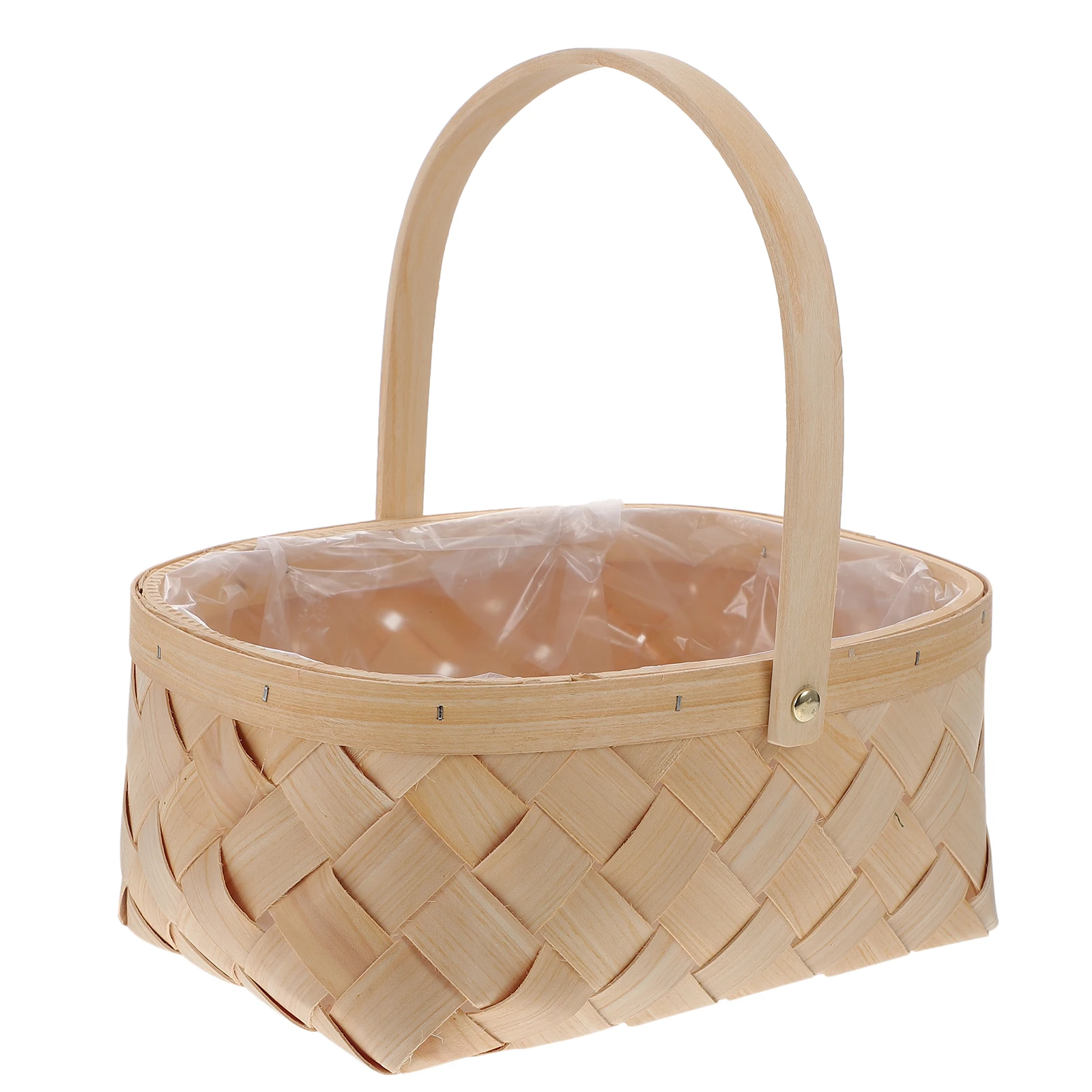 

Wooden Woven Basket Handmade Rattan Storage Container Eco Portable Hamper Strong Tension Fruit Vegetable Bread Food