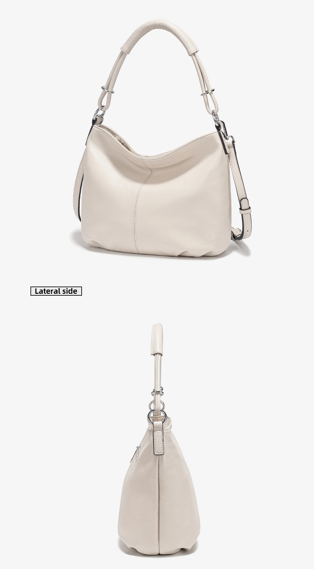 Zency Damen-Umhängetasche aus weichem Rindsleder, modische Lederhandtasche, Umhängetasche, Schulranzen für den Pendelverkehr, bezaubernde Hobos – Detail 9