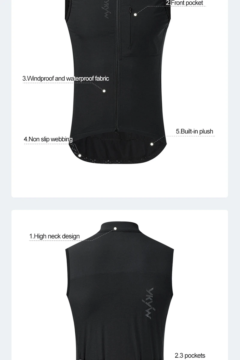 YKYW Fahrradweste Winter Wasserdicht Fleece-Gefüttert Rückseitiger Anti-Rutsch-Greifer Thermisch Winddicht Feuchtigkeitsableitend 4 Taschen 7 Farben – Detail 12