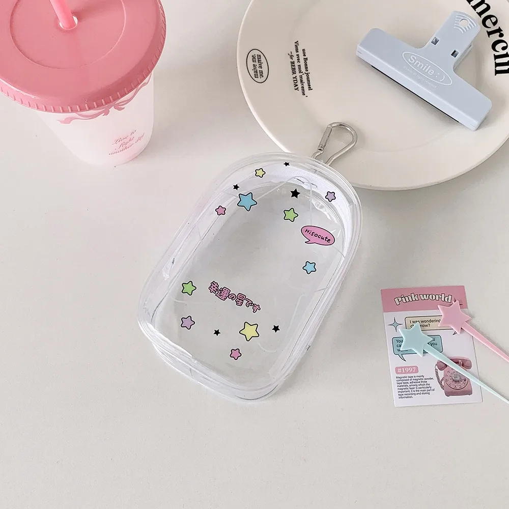 2Pcs With Keychain Doll Storage Bag Cartoon Pattern Waterproof Doll Protective PVC Shell Pendant Protector Doll Transparent Case