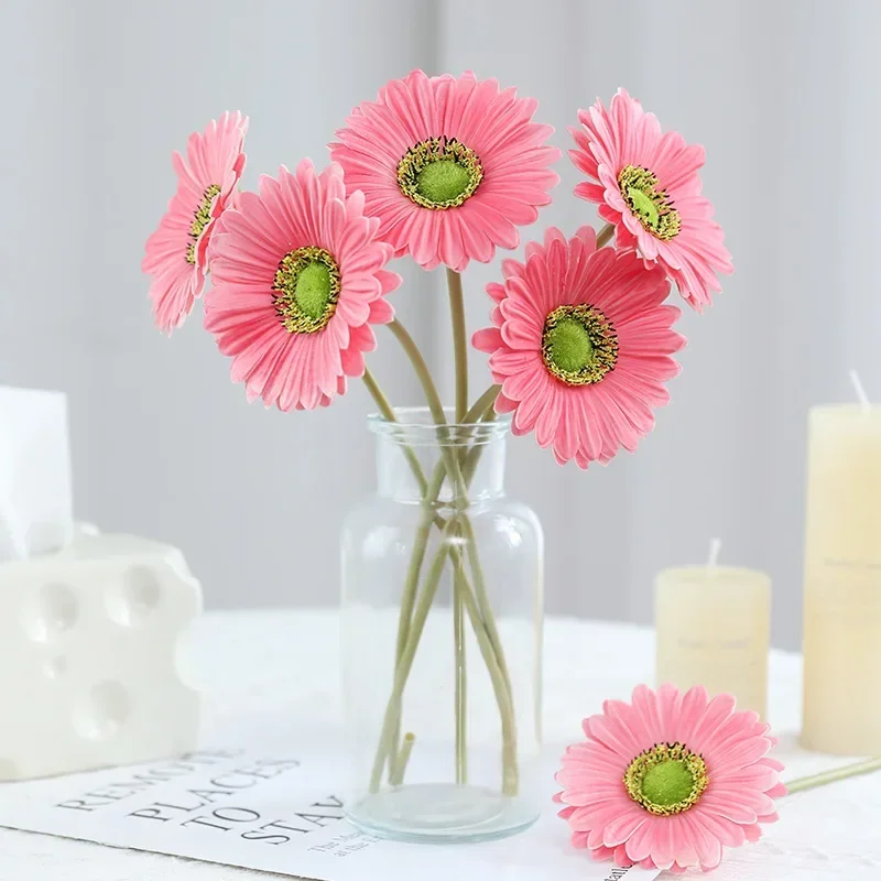 

10-pack PU Gerbera Artificial Flowers Home Living Room Decoration Sunflower Bridal Bouquet Wedding Event Decor Party Floral