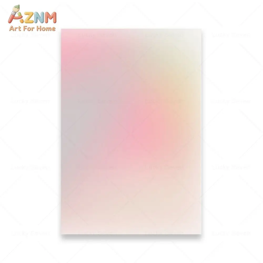 AZNM Soft Pastel Gradient Color Canvas Wall Art Minimalist Abstract Blush Pink Green Tone Print Modern Aesthetic Home Living Roo