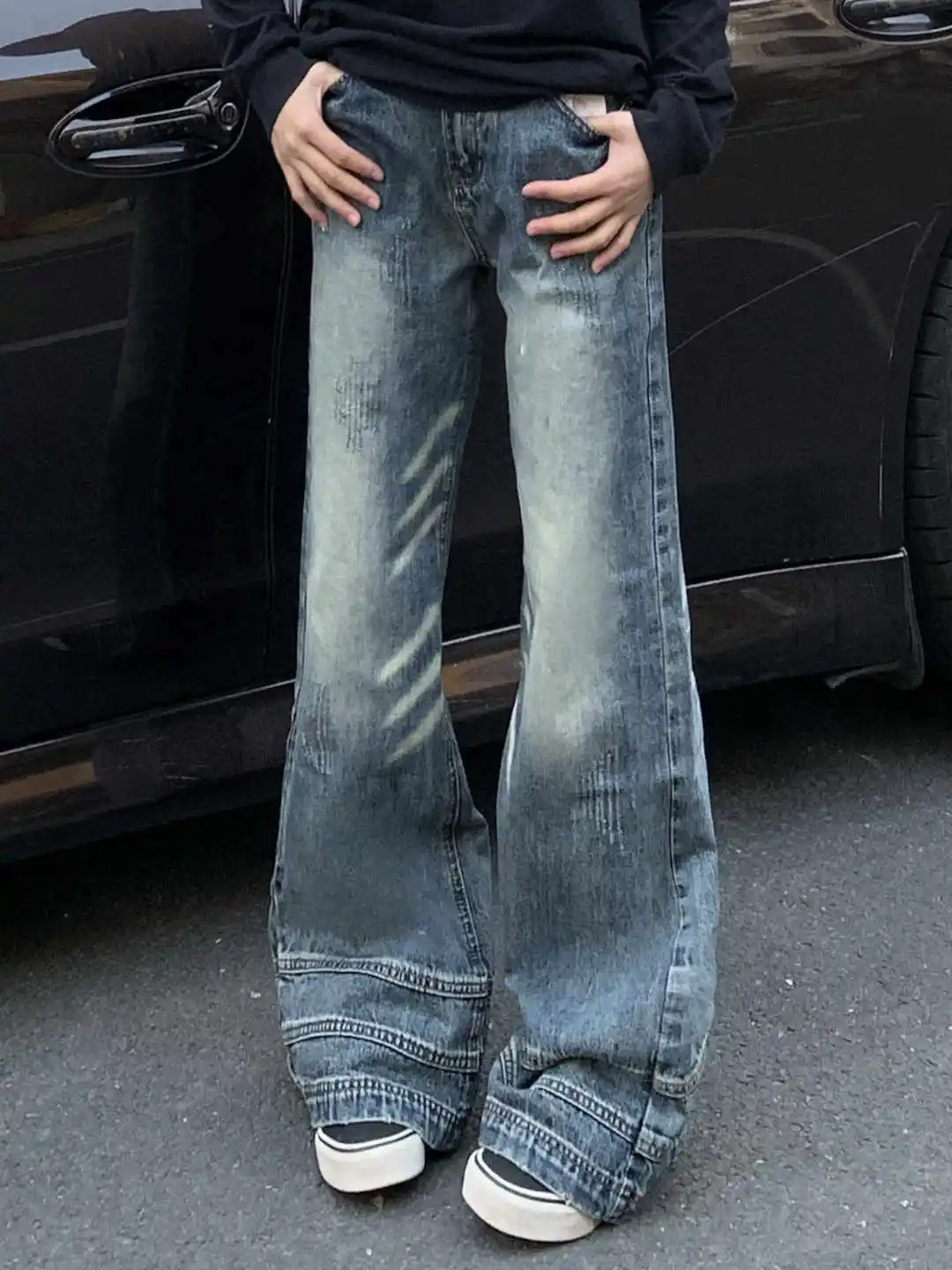 

Y2K Style Blue Women Jeans 2024 Vintage Fashion High Waisted Streetwear Wide Leg Jean Female Trouser Hip Hop Baggy Denim Pants