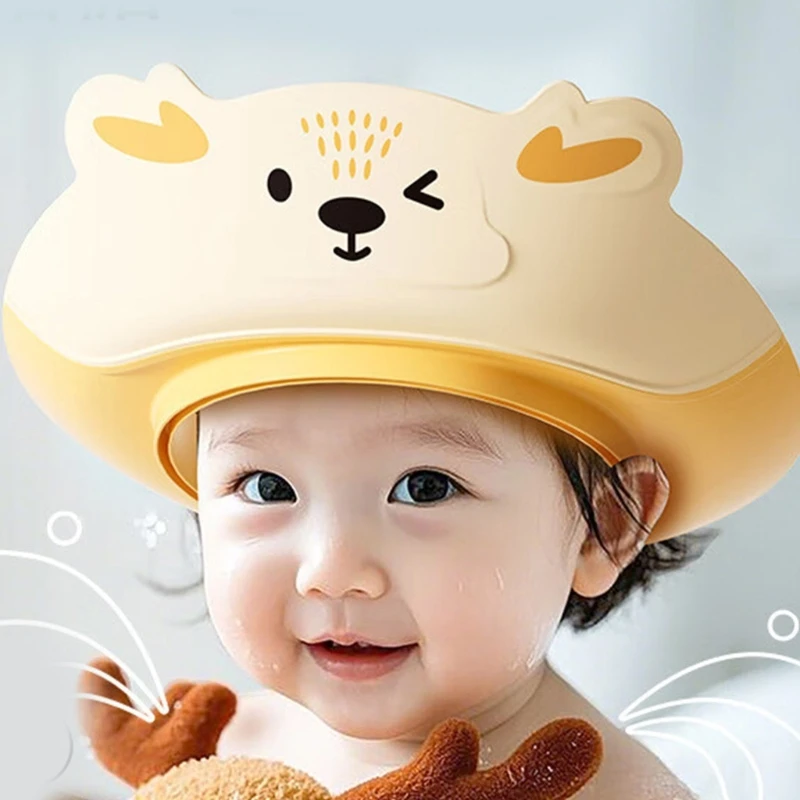Cartoon Infant Safety Bathing Caps for Shampoo Protections Adjustable Featrure
