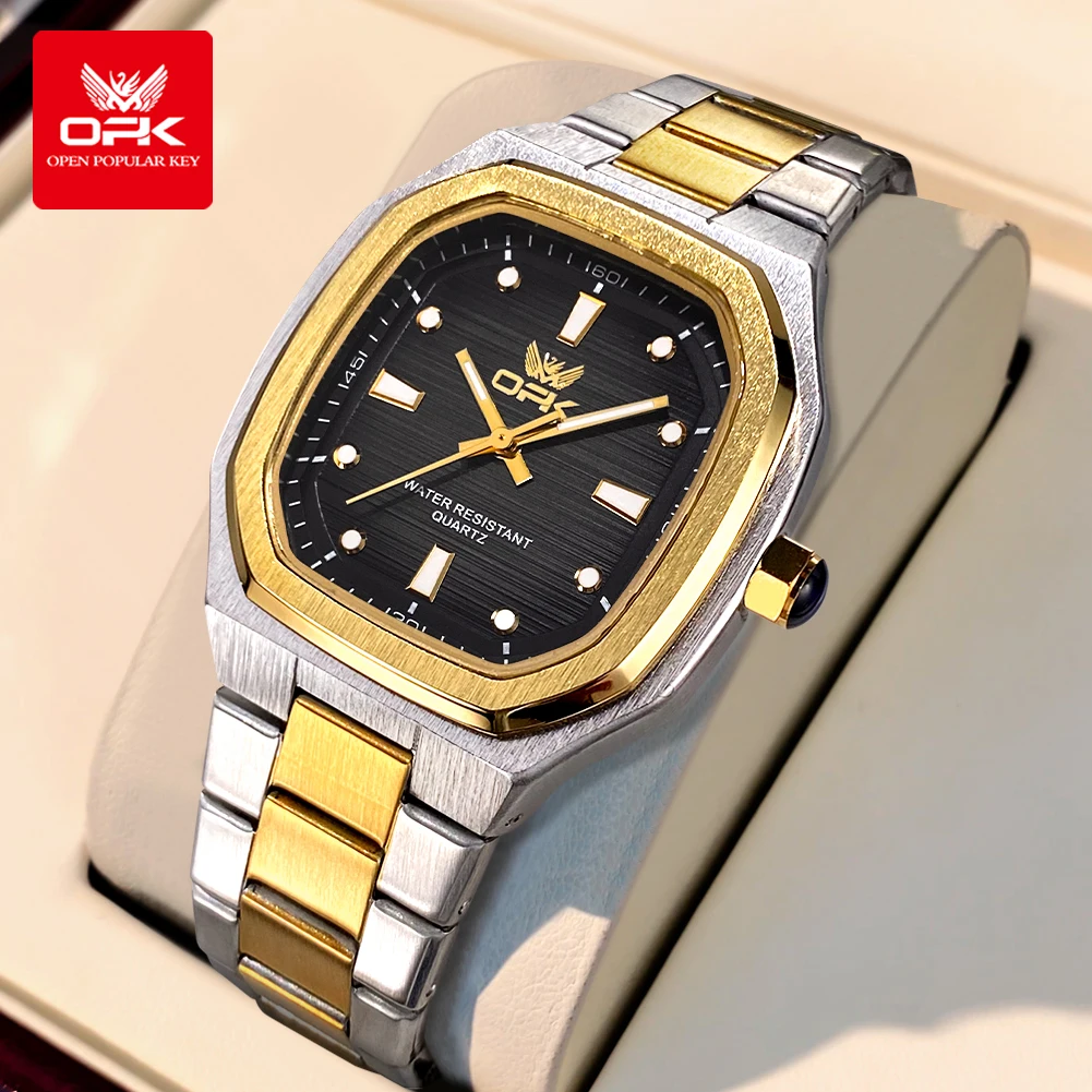 

OPK Original brand fashion men's watches waterproof luminous quartz watch for man business square dial classic male wristwatch