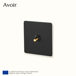 Avoir Retro Light Switch Gold Lever Wall Power Socket Black Stainless Steel Panel Dual Usb Type-c Port Outlet EU French Plugs