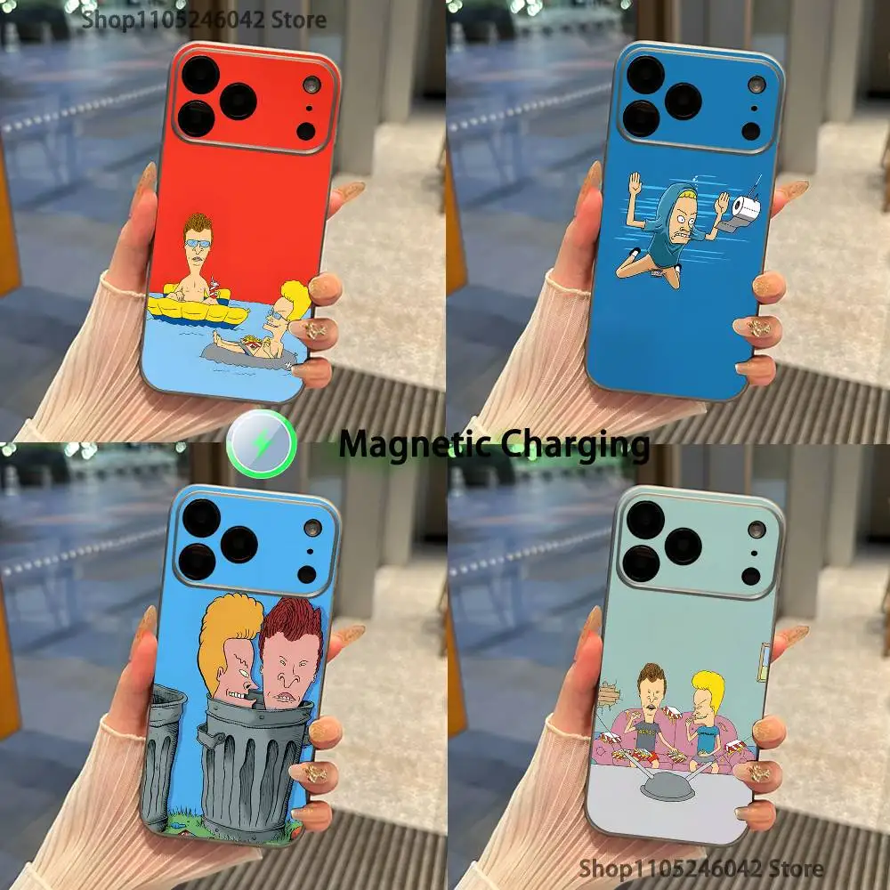

B-Beavis and Butthead For iPhone 17,16,15,14,13,12,11,Pro,Max,Plus Transparent gray Phone Case Magnetic Wireless Charging