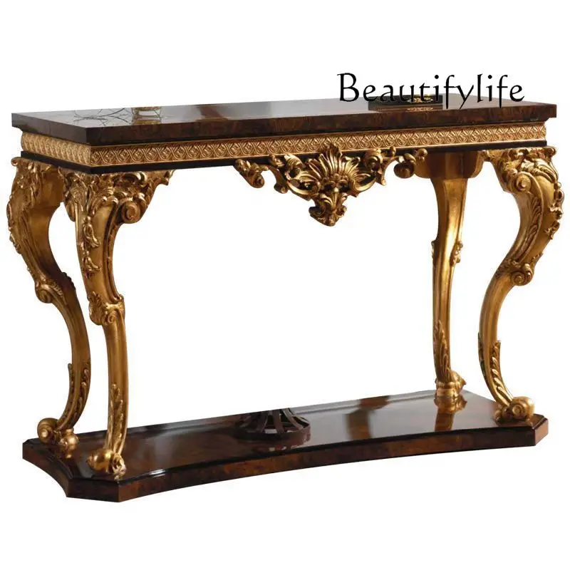 

European solid wood carving flower entrance table entrance combination living room table corridor decoration table