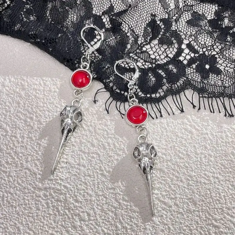 

Retro Vampire Bird Skull Crow Earrings, Gothic Style Cool Ear Jewelry For Men And Women, Party Gifts