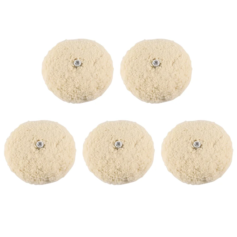 แผ่นขัดขนสัตว์สองด้านขนาด 7 นิ้วแผ่นขัดเงาพร้อมขนแกะโบลต์ขนาด 5/8 นิ้ว (แพ็ค 5 ชิ้น)-AS97