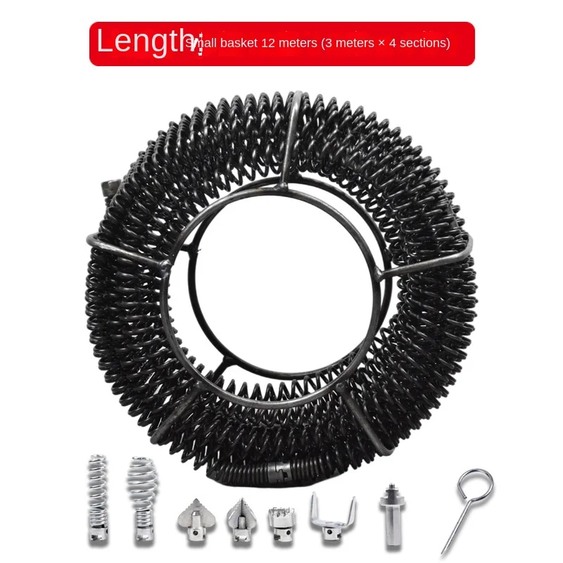 9/12/15m Length Household Drain Pipe Dredger Brush Extension Spring Cleaning Sewer Dredger Compression Spring With Connector