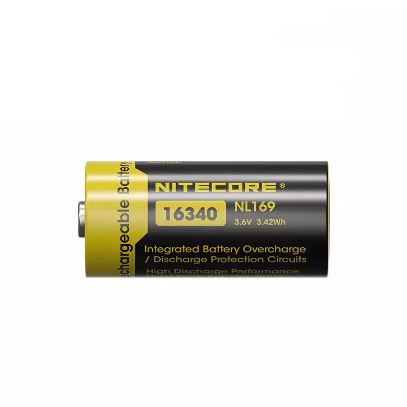 NITECORE NL169 16340 High Performance Li-ion Rechargeable Battery 950mAh Battery 3.6V (3.42Wh) cell with Free Flashlight