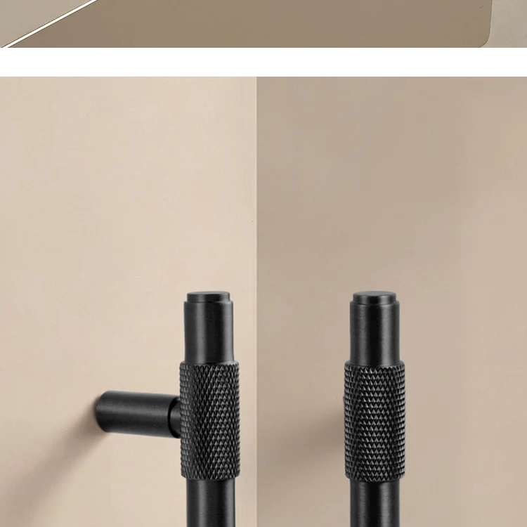 Dooroom Möbelgriffe aus massivem Messing, schwarzes Kreuz, Rändelung, Schrank, Kleiderschrank, Kommode, Schublade, Schrankknöpfe, Hardware – Detail 7