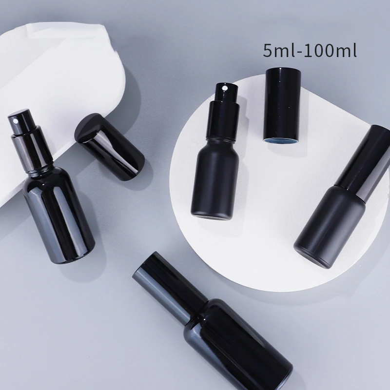 10pcs/lot 5ml 10ml 15ml 30ml 50ml Glass Spray Bottle Matte Black Empty Bottle Perfume Spray Bottles Cosmetic Travel Container