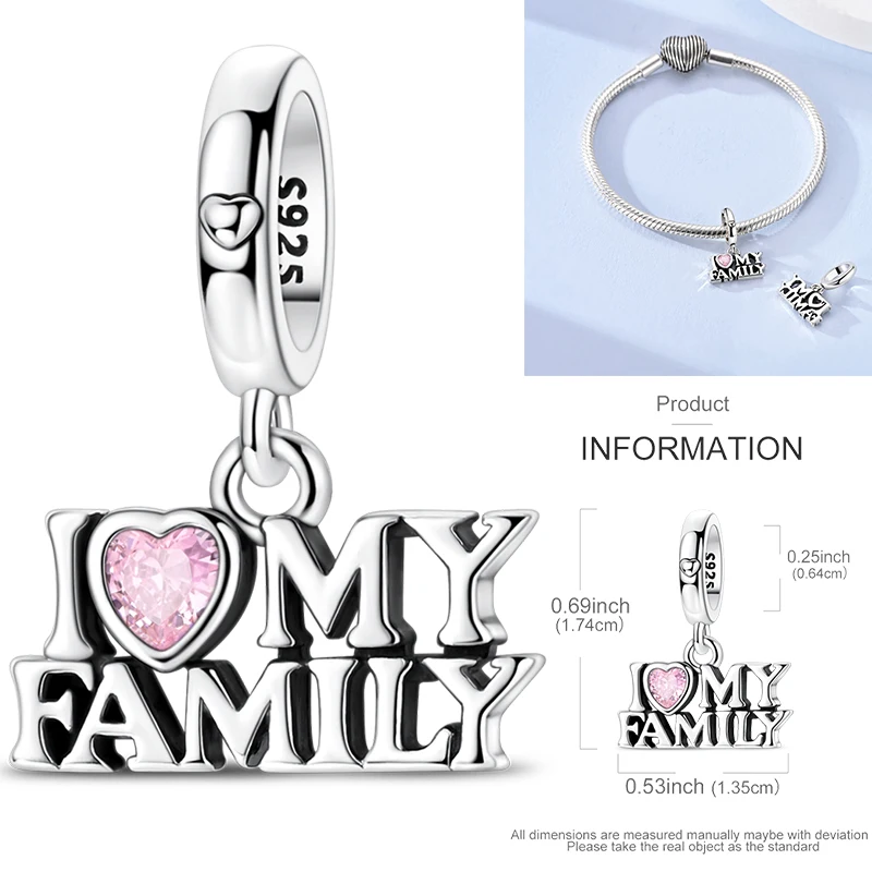 2026 Neue Mutter-Charms aus 925 Sterling Silber, Schwester-Familien-Liebesherz-Perlenanhänger, passend für europäische Armbänder, DIY-Schmuckgeschenk für Frauen – Detail 5