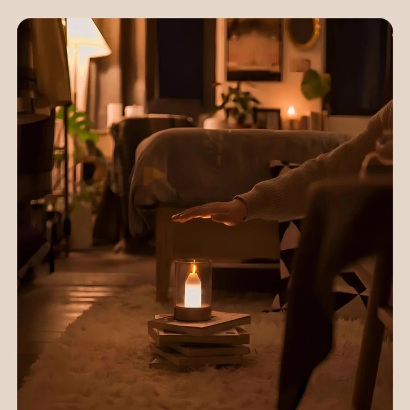 매직 캔들 야간 조명 스마트 인간 모션 센서 제어 USB 충전식 주변 조명 카페, 침실 생일 웨딩 장식