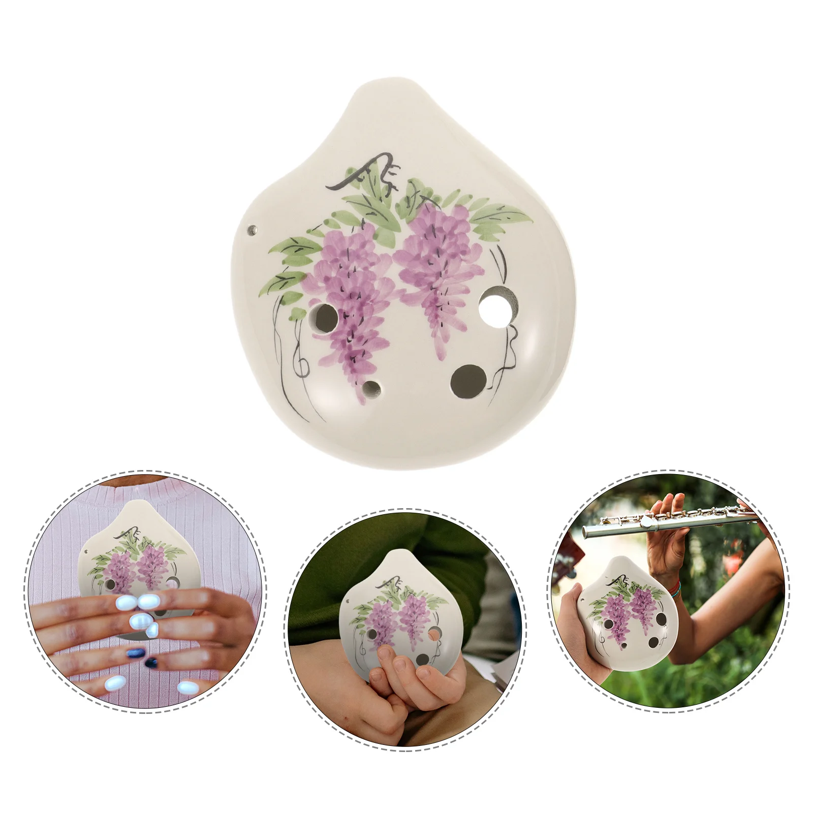 6-Hole Ceramic Ocarina Alto F Key Artistic Wisteria Pattern Beginner Beginner Wind Instrument Pure Sound Musical
