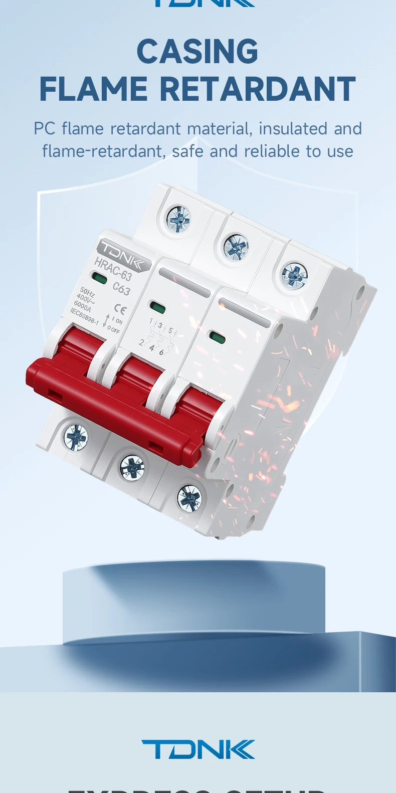TDNK AC Mini-Leitungsschutzschalter MCB 1P 2P 3P 4P 6A-63A C-Typ DIN-Schienen-Luftschalter für den Überlastschutz im Haushalt – Detail 7