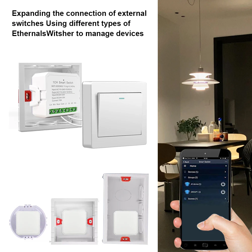RKHK 16A Tuya Wifi Smart Light Switches 1 Gang Control Intelligent Life Relay Automation Breaker Works With Alexa Google Home