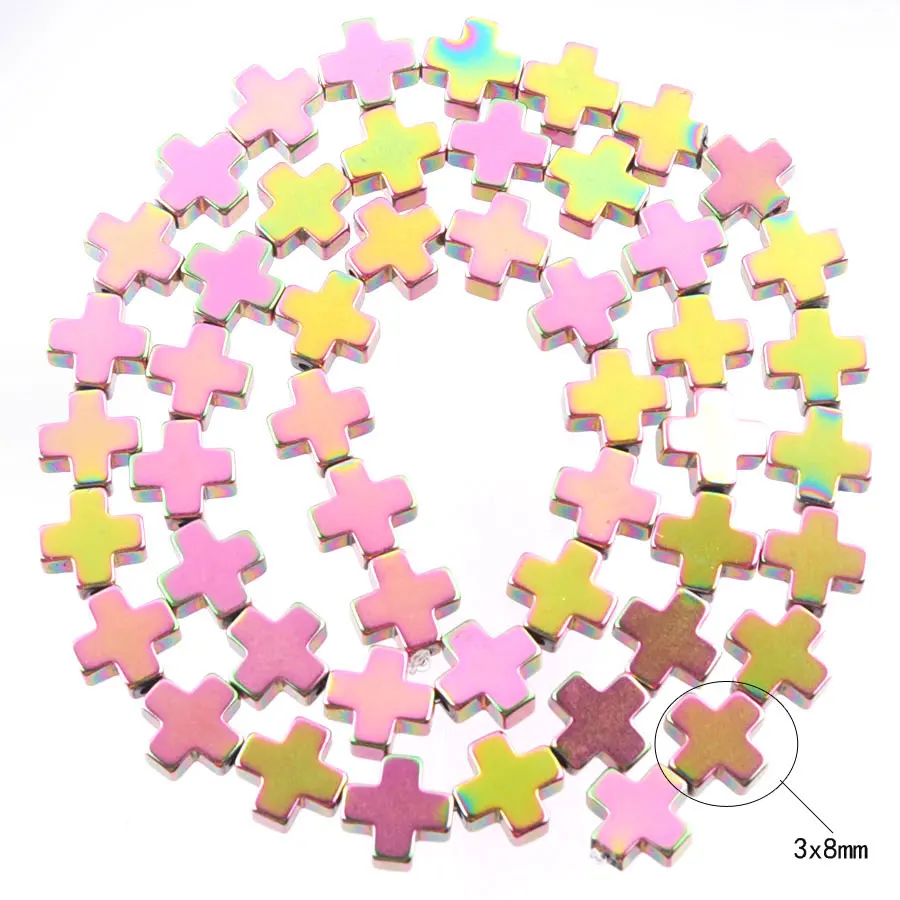 

Натуральные немагнитные гематитовые бусины-кресты 15 1/2 дюйма, цвет металлической старинной меди BL311