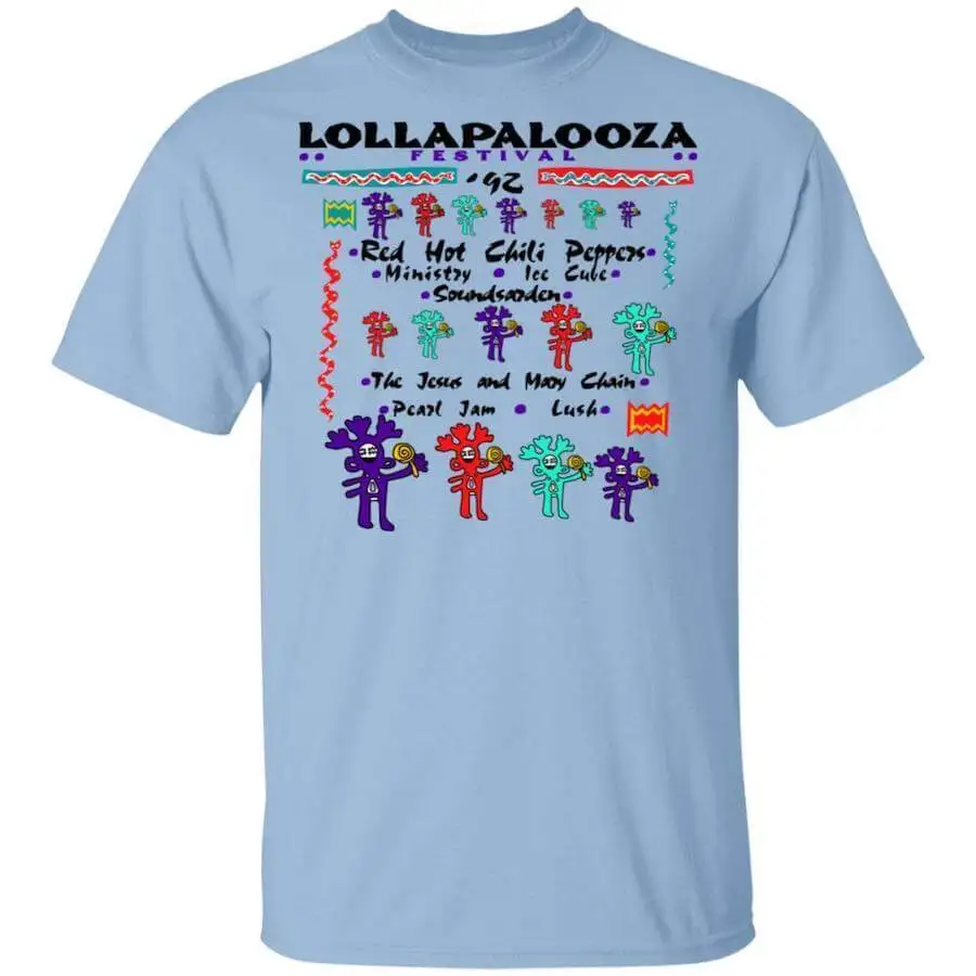 

Lapalooza фестиваль 1992, футболка с 1 боковой стороной, женская голубая футболка унисекс, модель