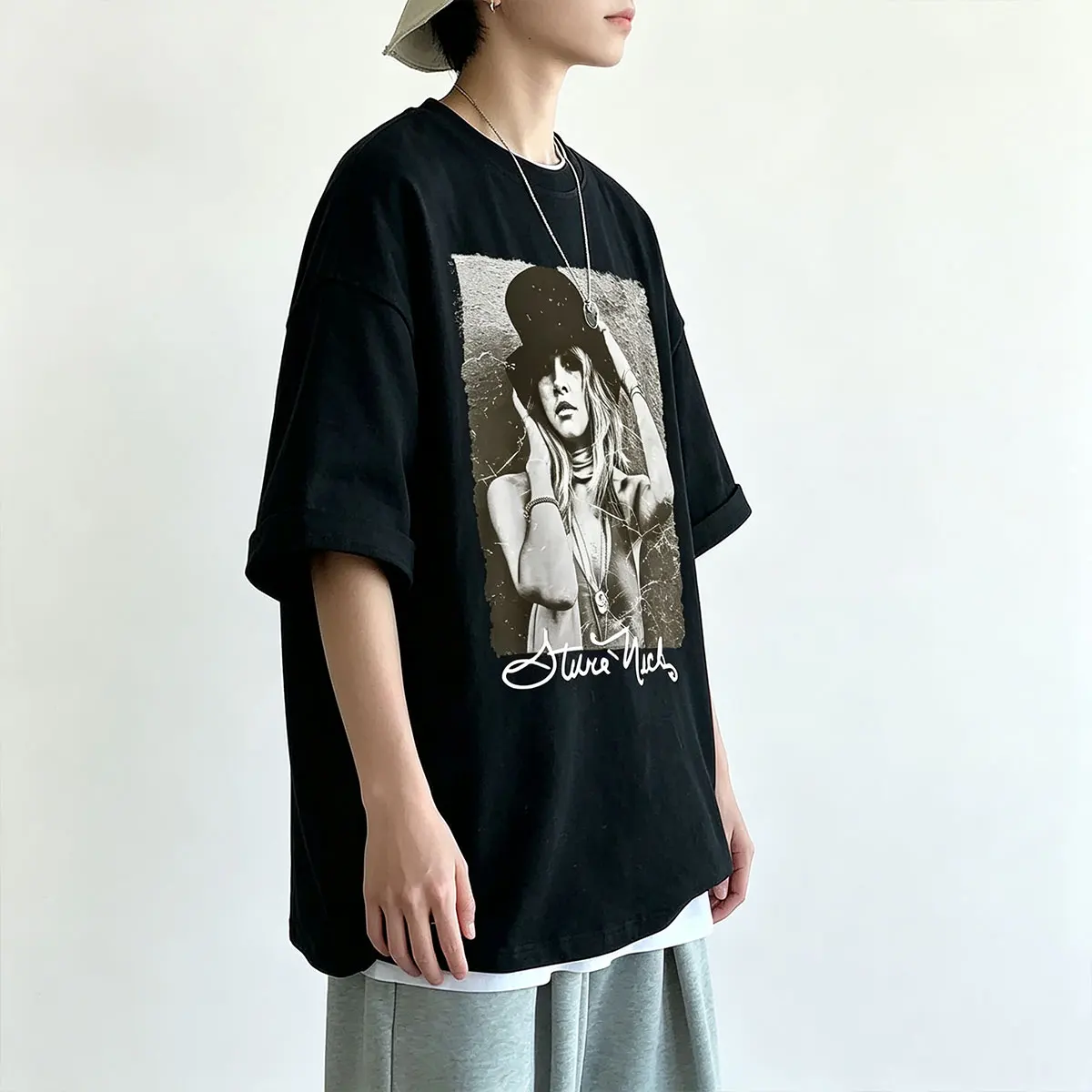 Rock Band Fleetwood Mac Print T-shirt Stevie Nicks Graphic T Shirts Men Women Fashion Oversized Streetwear Male Casual Tshirt