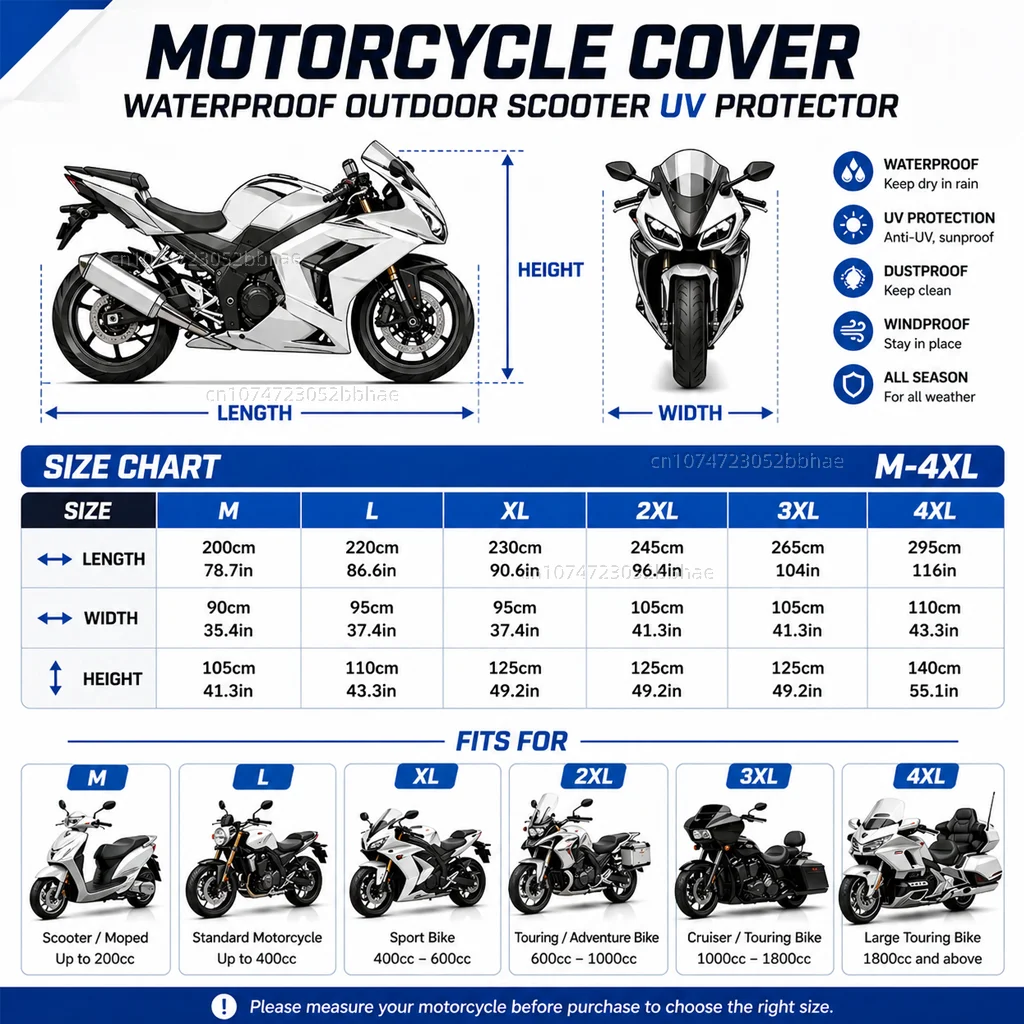 For Malaguti Drakon 2022-2024 Motorcycle Cover Waterproof Outdoor Scooter UV Protector M-4XL Rain Dust Snow Sun Sunproof Scratch