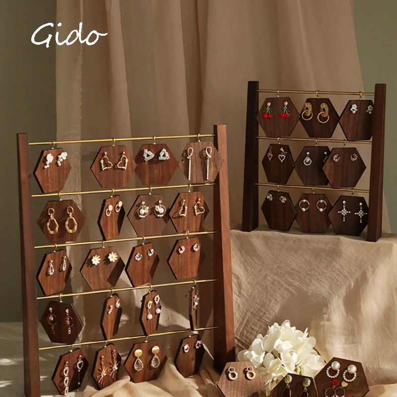 Earrings Storage Rack Walnut Wishing Brand Earrings Jewelry Stall Live Display Shooting Props Jewelry Display Holder