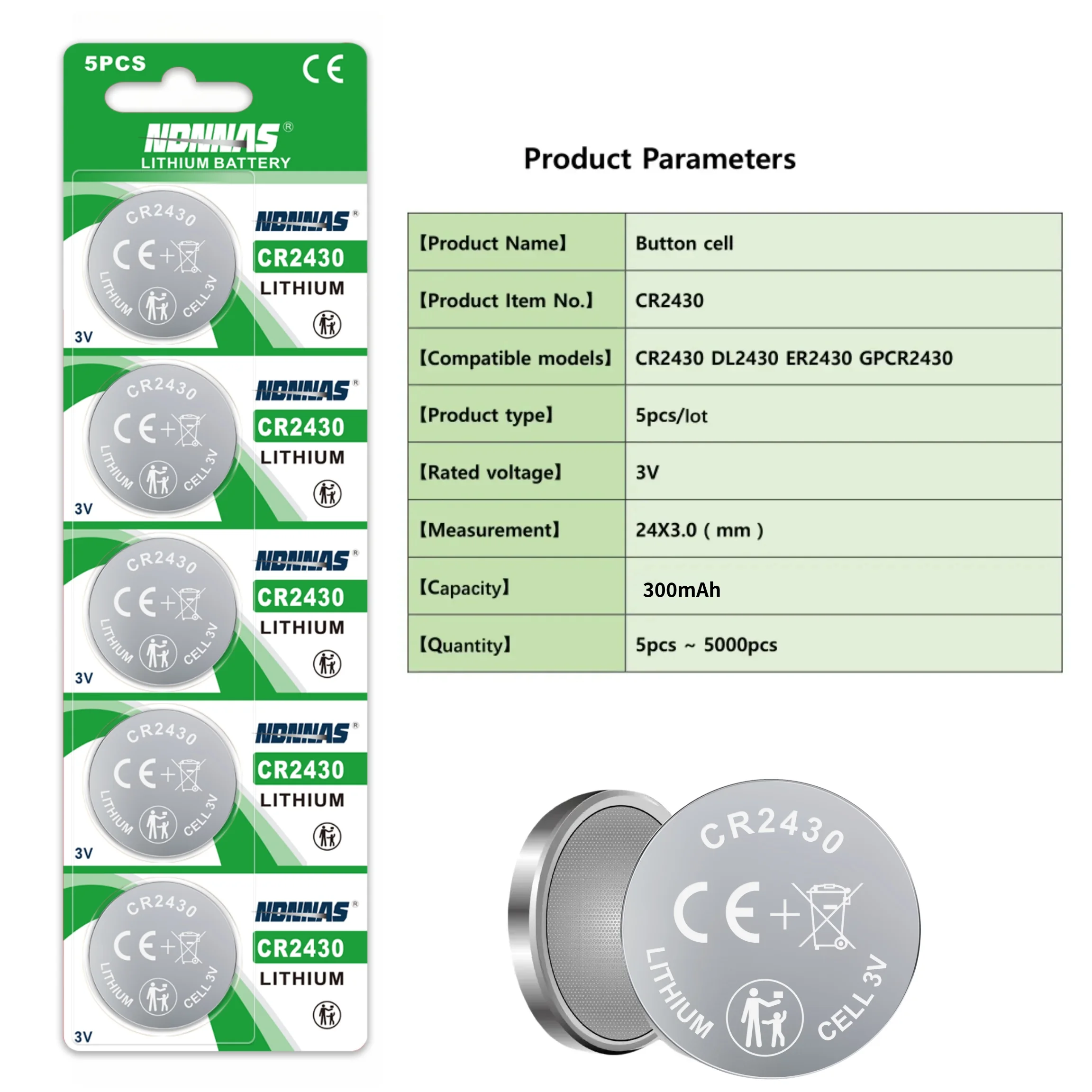 NEW 2-35pcs CR2430 3V Lithium Battery CR 2430 BR2430 DL2430 Button Coin Batteries for Key Fob Watch Alarm Clock Remote Control