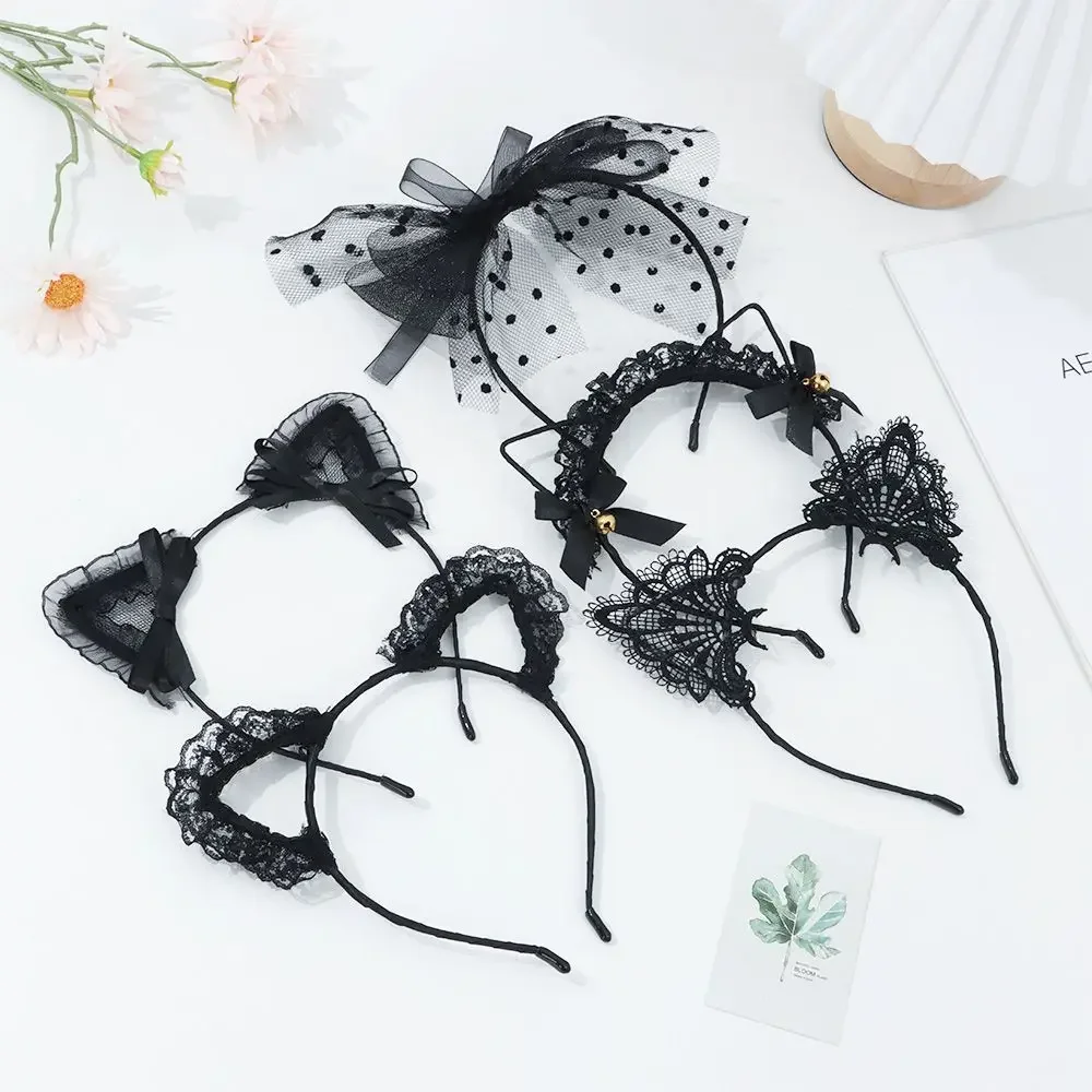 

Cute Lace Black Cat Ears Headband Women Girls Hair Hoop Party Decoration Sexy Lovely Cosplay Halloween Costume Hair Accessories