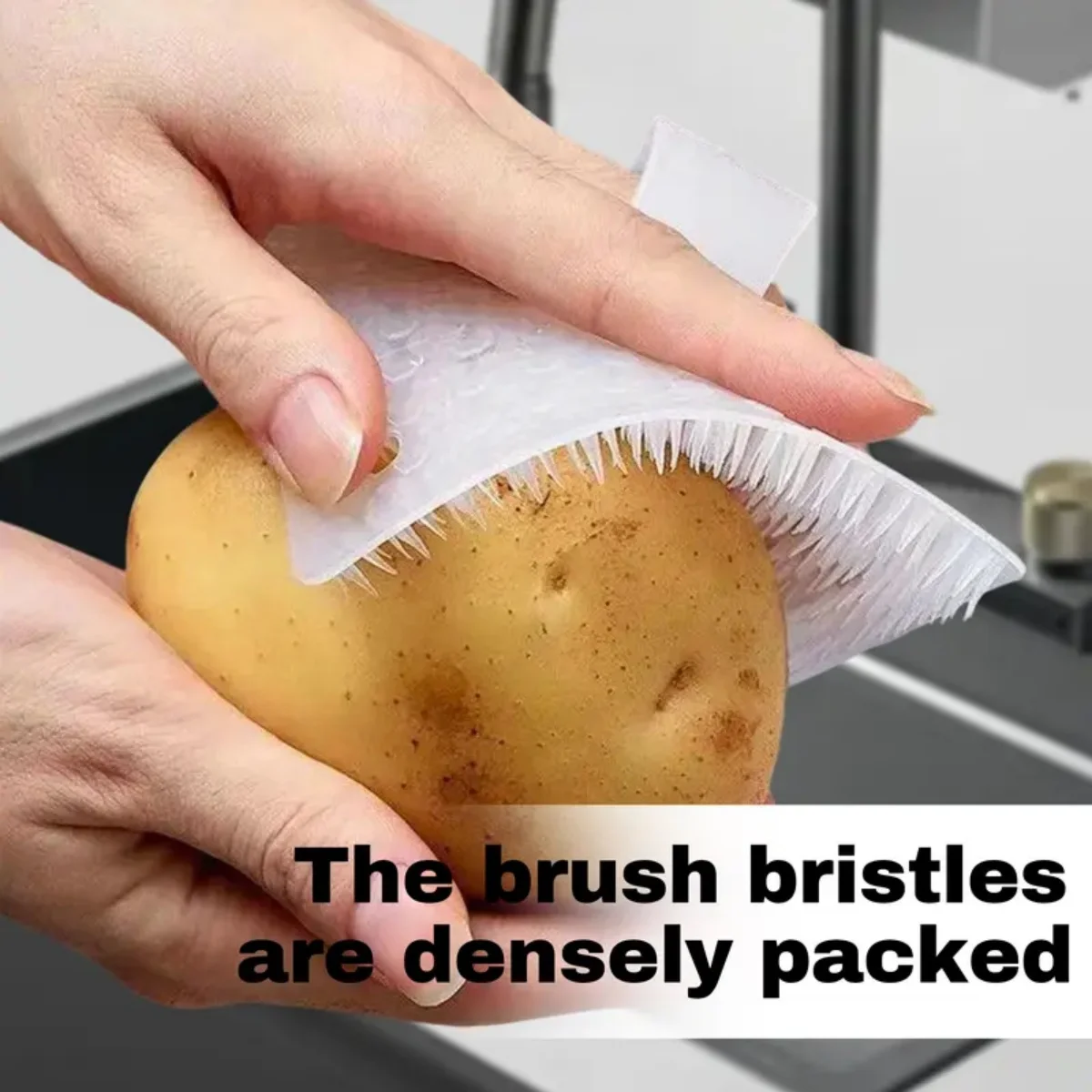 4 Counts Silicone Fruit and Vegetable Brush, Food-Safe Produce Scrubber for Cleaning Potatoes, Carrots, and More