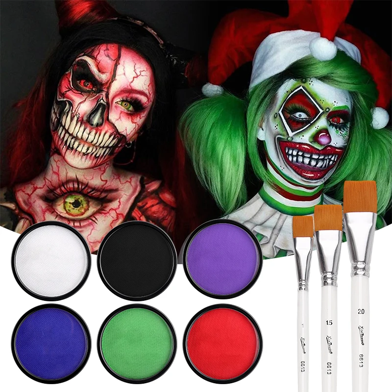 لوحة رسم للوجه والجسم 30 جرام، غير سامة وآمنة أحادية اللون تعتمد على الوجه والجسم، مكياج للحفلات التنكرية، مهرجان الهالوين #6