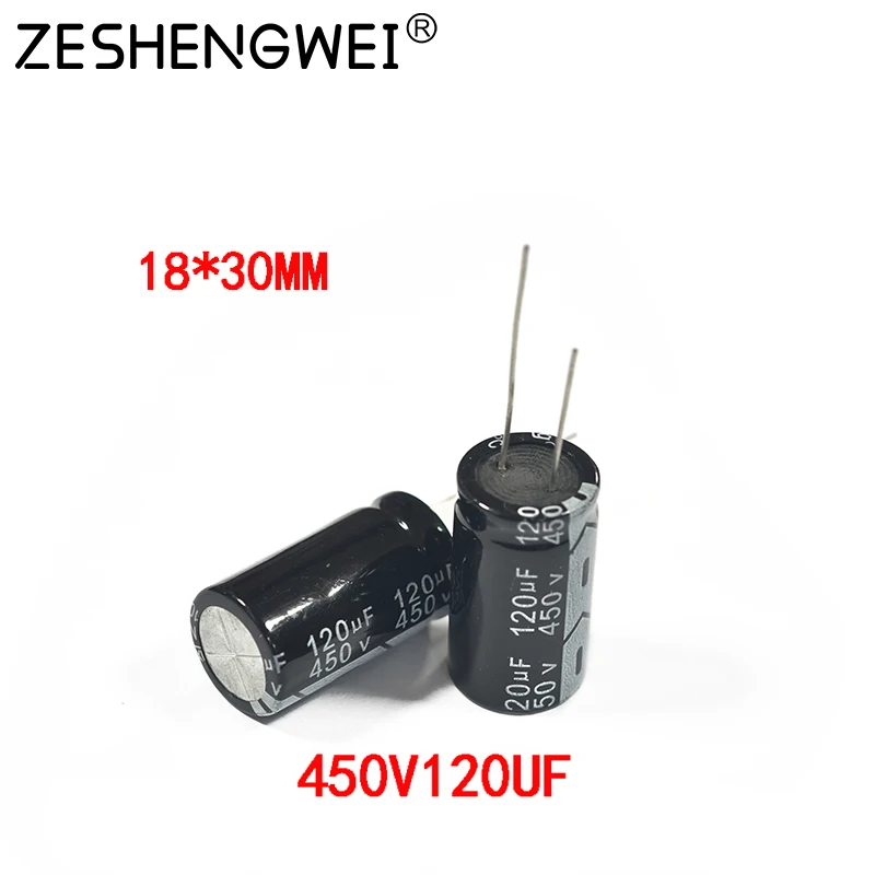 2PCS 450V 120UF Aluminum Electrolytic Capacitor 120UF 450V 18*30mm NEW Electrolytic Capacitor Size：18x30