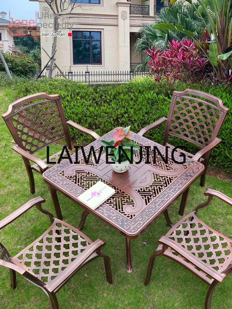 RWJ Courtyard Aluminum Alloy Villa Garden Occasional Table and Chair Sunshine Room Outdoor Dining Table