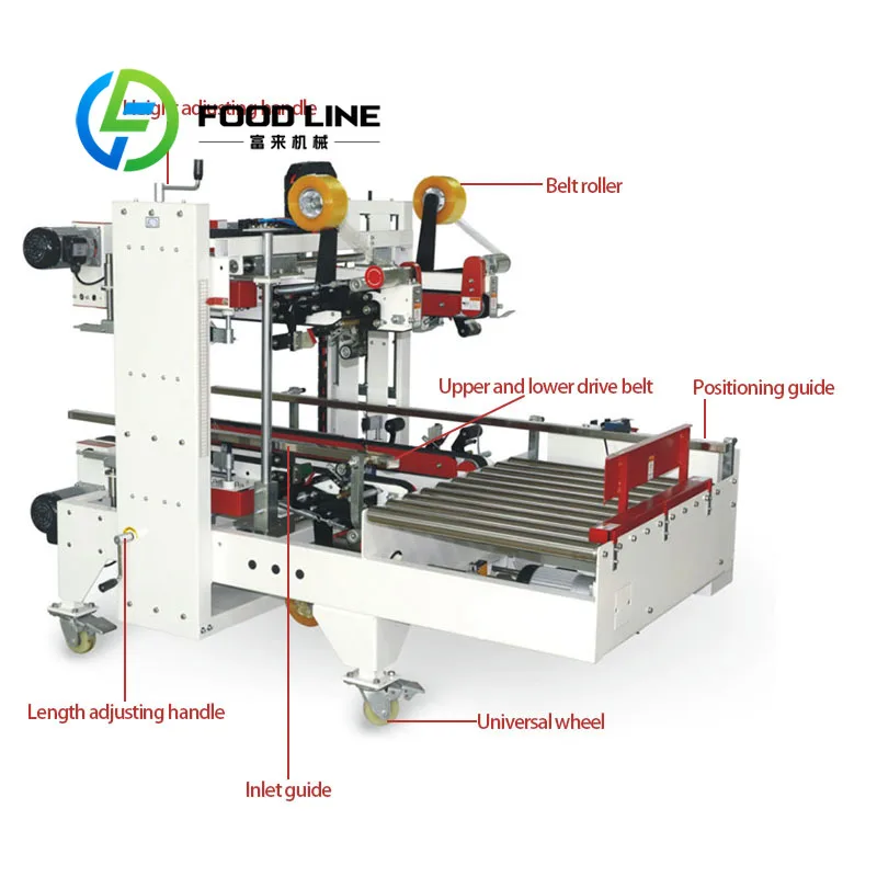 Commercial Four Corner Edge Case Sealer Stable High Speed Operation For Various Size Cartons In E Commerce Packaging Workshop