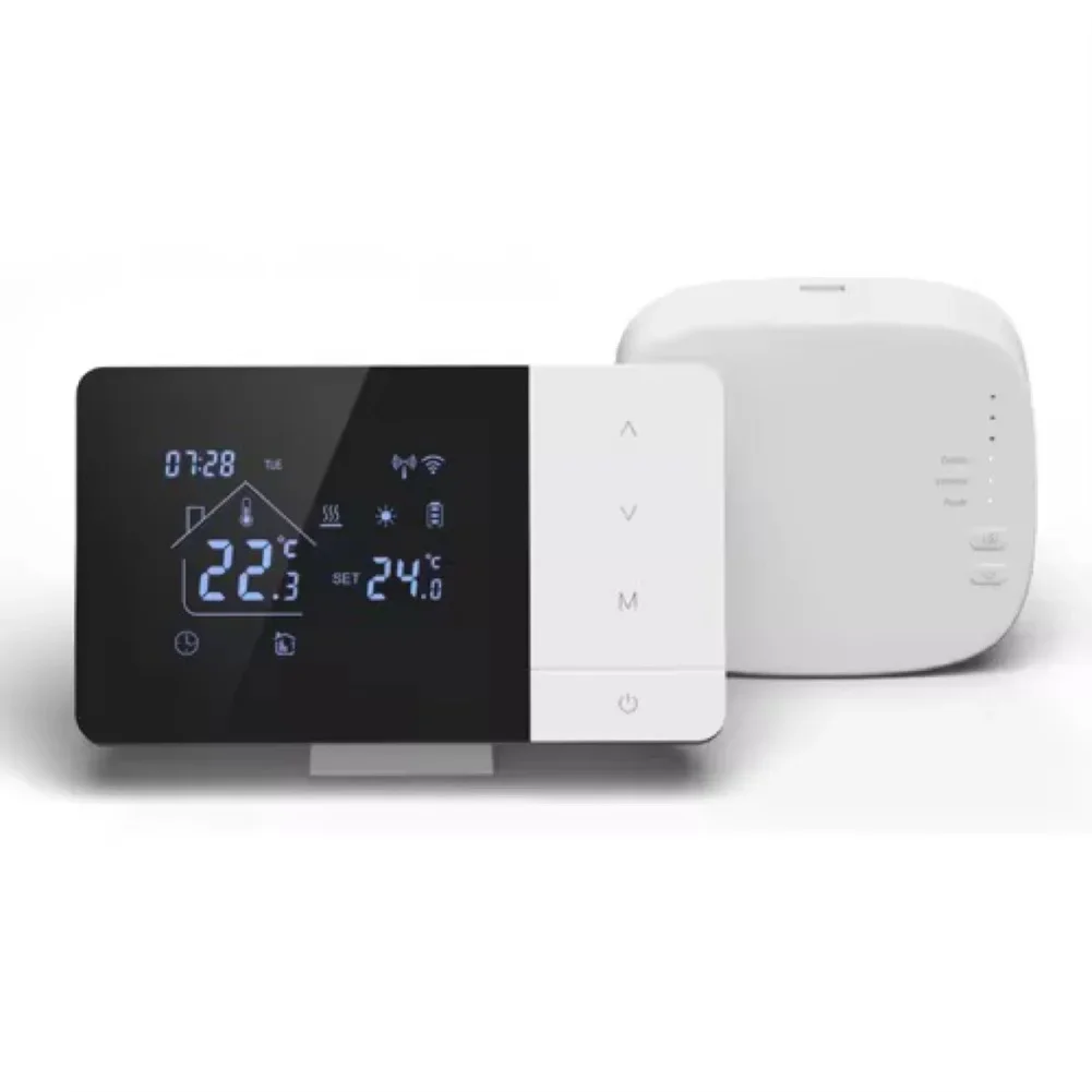 For Tuya Wireless Boiler Thermostat Heating Cooling Mode with Adjustable Temperature Voice Control and App Remote
