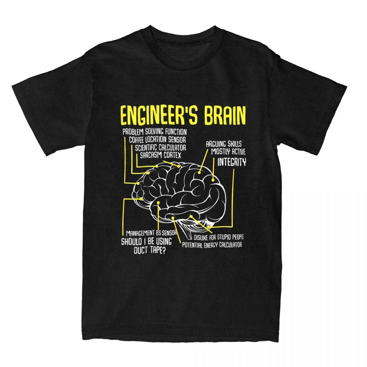 Engineer's Brain Funny Engineering Games Process Men's T Shirt Unique Tees Sarcastic Gift T-Shirt Pure Cotton Big Size Tops