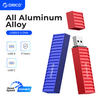 ORICO USB 3.2 USB Flash Drives 32GB 64GB 128GB 256GB Pen Drive Memory Stick Metal U Disk Container Shape Design for Type-C USB A