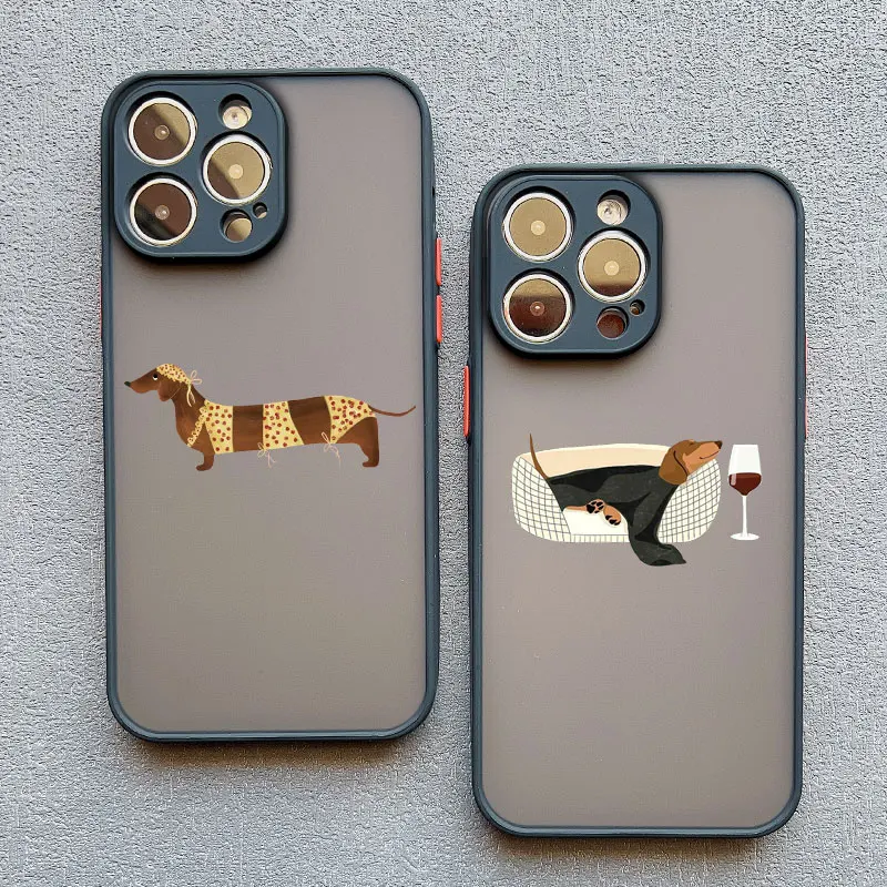 Niedliche Dackel-Bulldoggen-Handyhülle für iPhone 11 12 13 Mini Pro Max 14 15 Pro Max Plus 16 17 Pro Max Cover Cartoon-Hunde Fundas – Detail 12