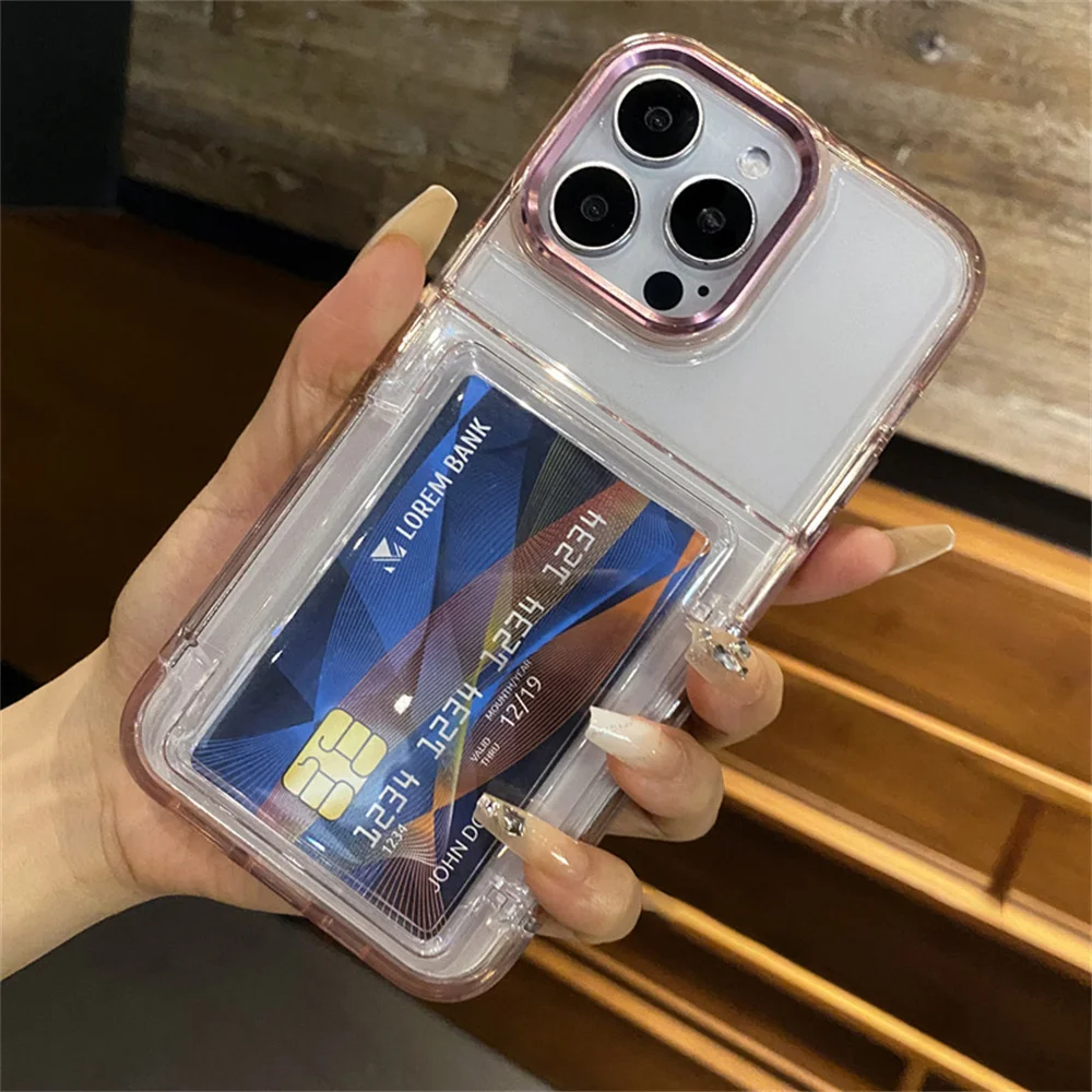 Transparente Handyhülle mit Kartenfach für iPhone 17 Air 15 14 13 18Pro 16 17ProMax Stoßfester Schutz Harte Acryl-Abdeckung – Detail 10