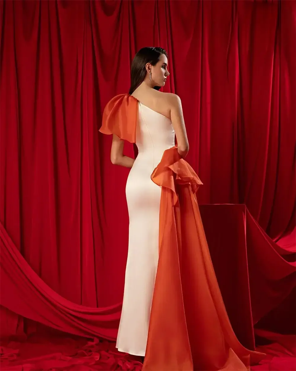 Personalizado um ombro vestidos de noite para as mulheres arábia saudita cetim dubai sereia formal vestido de festa até o chão vestido de baile