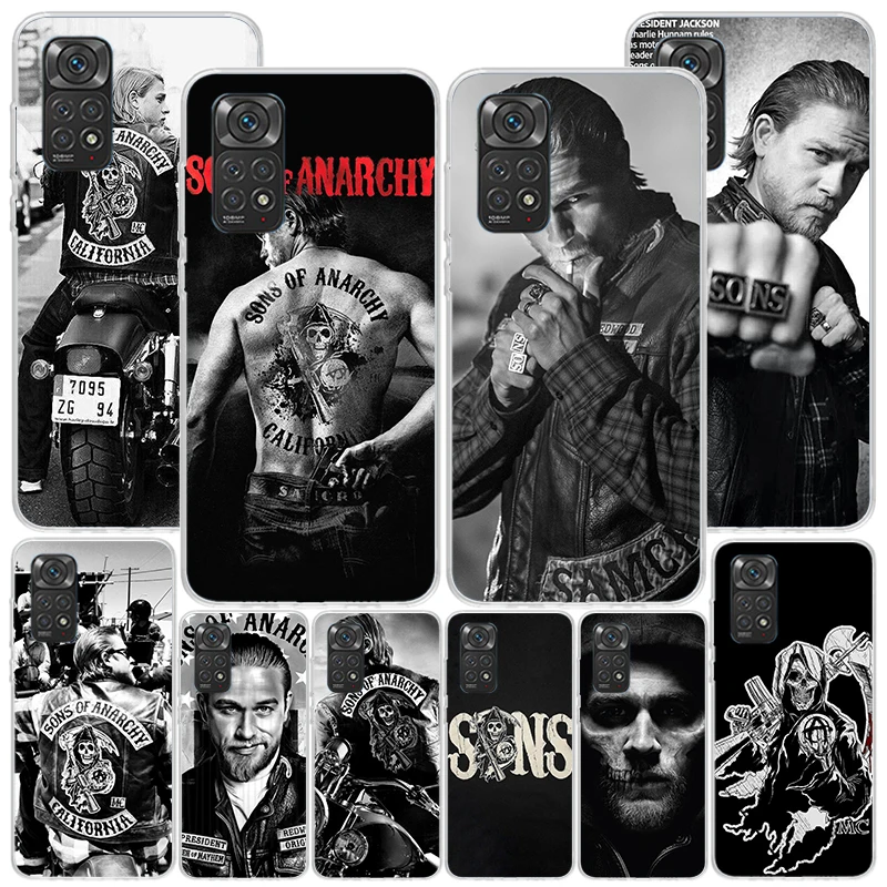 Sons Of Anarchy Black Phone Case For Xiaomi Redmi Note 13 12S 12 11 11S 11E 10 Pro Plus 10S 11T 9 9S 8 8T 7 5G Personalized Cove