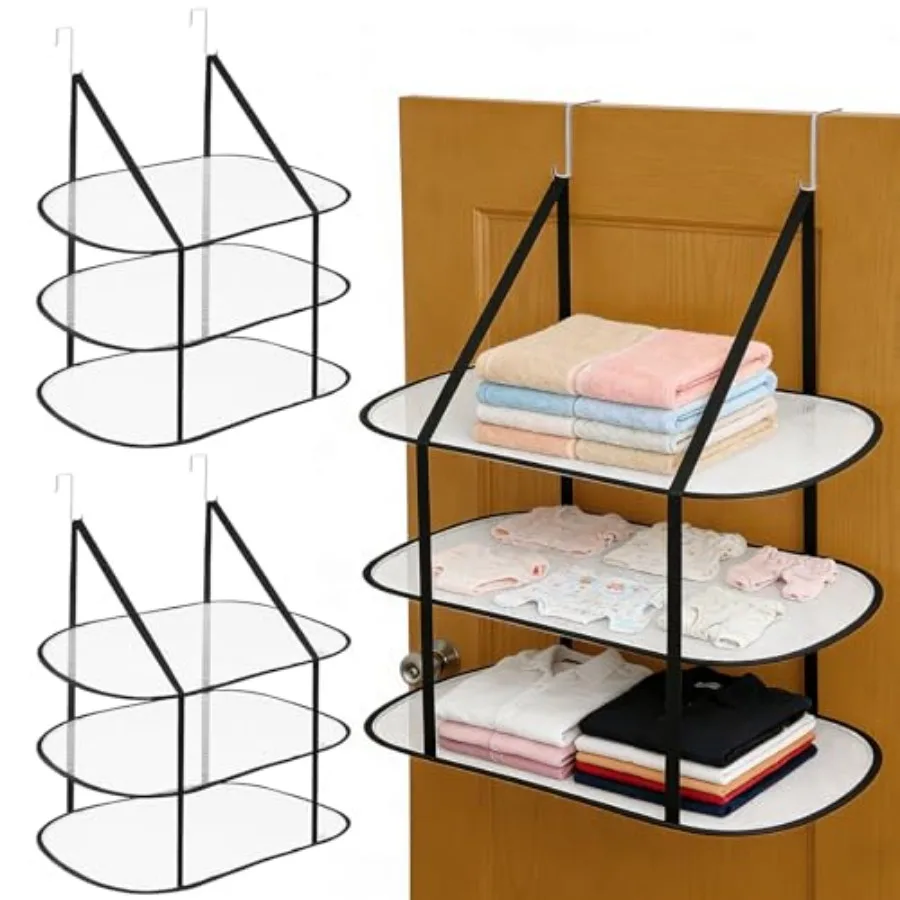 

2 Pack 3 Tier Sweater Drying Rack Over The Door Flat Mesh Foldable Drying Rack, Laundry Hanging Mesh Dryer with Door Hooks for