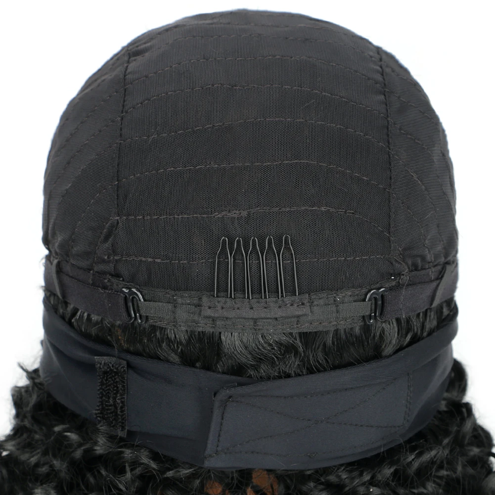 Parrucca corta rimbalzante riccia crespa con fascia sintetica senza colla Parrucche con fascia Bob completamente fatte a macchina per le donne Fibra organica con onda d'acqua