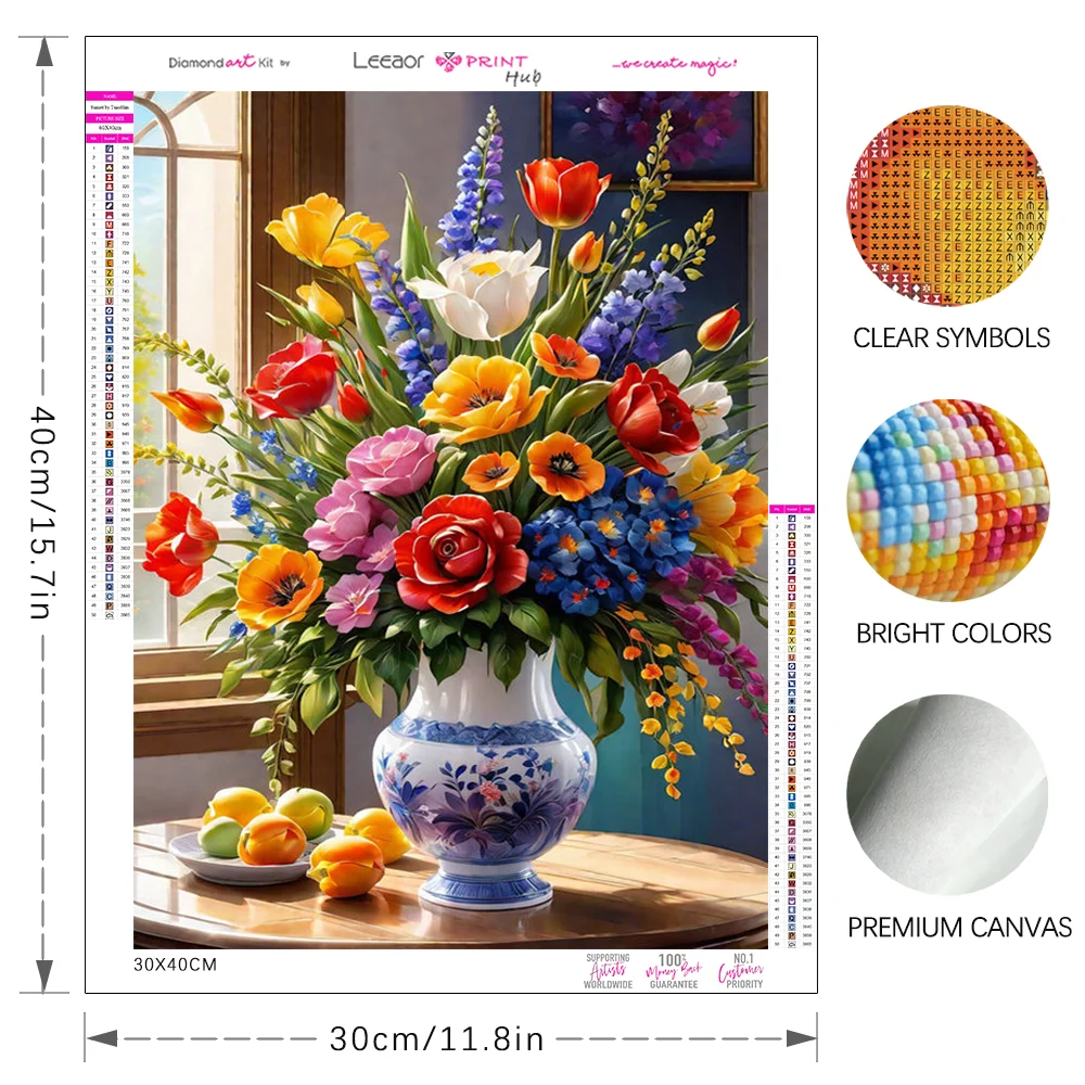 Colorful Bouquet Vase Diamond Painting Mosaic Flower Art Picture Diamond Embroidery Kit Creative Hobbies Home Decoration Gifts