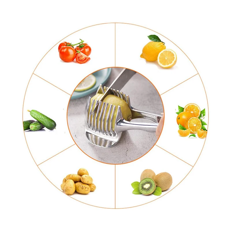 Aluminum Alloy Lemon Cutter Tomato Slicer Handheld Orange Fruit Onion Egg Luncheon Meat Slicer Food Tong Kitchen Gadgets Item