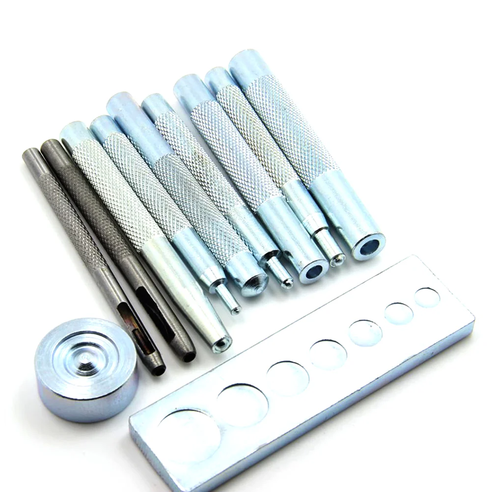 11 Pcs Rivet Button Kit Metal Handles 2 5mm 3 0mm Punch 7 Widths Setter Base Leathercraft Tool Snap Fastener