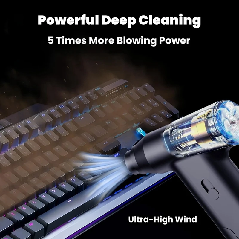 Plumero de aire comprimido, soplador de aire portátil de 11000RPM y Mini aspiradora inalámbrica para teclado de ordenador de casa y coche