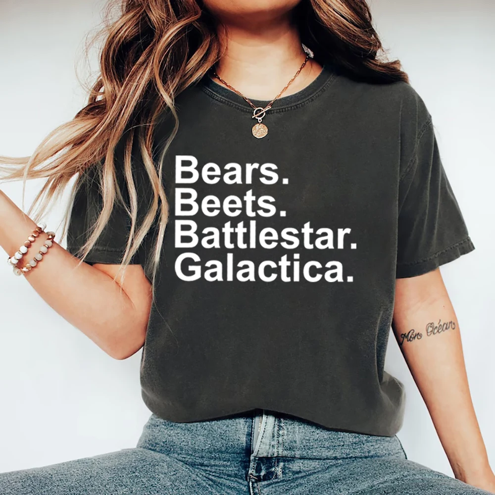 

Bears Beets Battlestar Galactica T-Shirt Dwight Schrute Shirt Office Tv Show T-Shirt Funny Women T-shirts Short Sleeve Tshirt