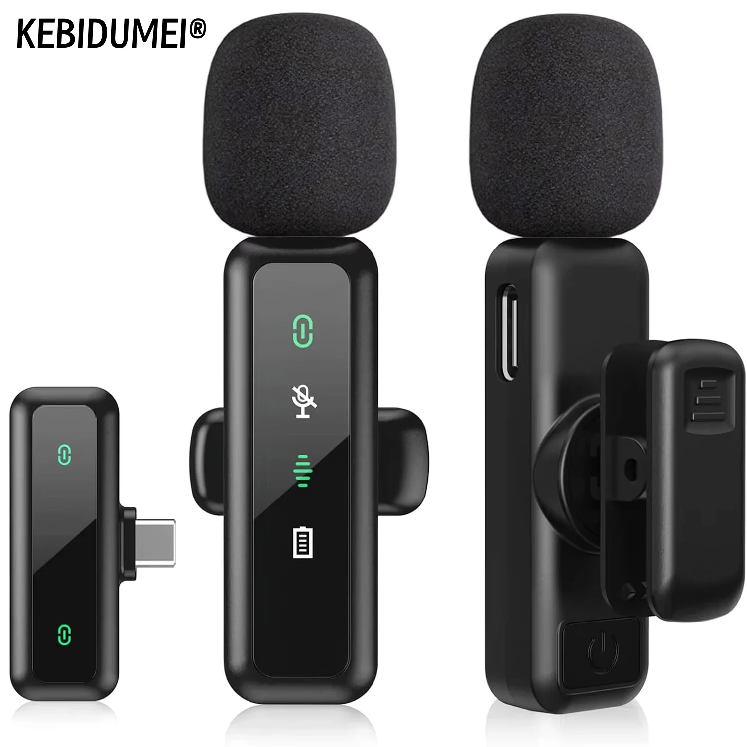 Lavalier Wireless Microphone 80mAh Rechargeable Battery Clip-On Podcast Mic for Streaming Vlogging Voice Recording Plug & Play